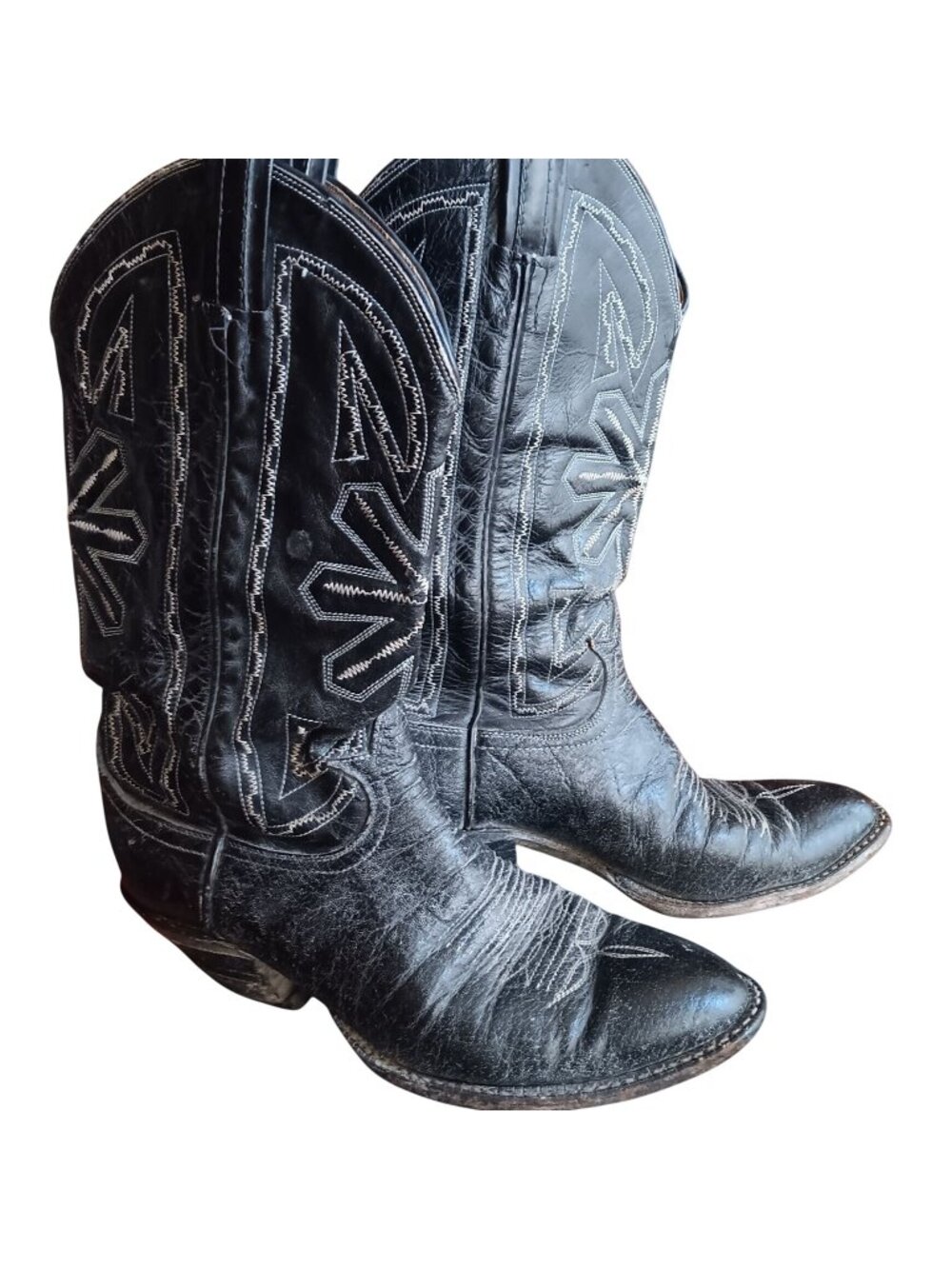Tony Lama Black Label 8.5D Vintage Cowboy Boots Men's Leather 1970's USA